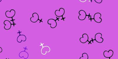 Light Purple vector backdrop with woman's power symbols.