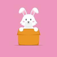 Cute Rabbit Playing Box Cartoon vector