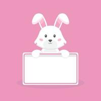 Cute Rabbit Holding Blank Text Board vector