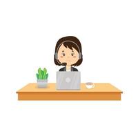 Customer Service Is At Her Desk vector