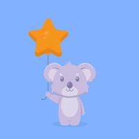 Cute Koala Holding Balloon Vector