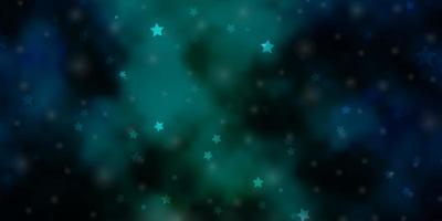 plantilla de vector azul claro, verde con estrellas de neón. difuminar el diseño decorativo en un estilo sencillo con estrellas. patrón para anuncios de año nuevo, folletos.