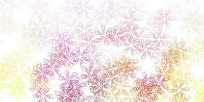 Light pink, yellow vector abstract texture with leaves.