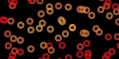 Dark orange vector pattern with coronavirus elements.