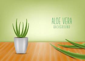 Ilustración realista de fondo de concepto de vector de aloe vera