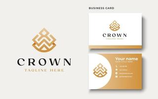 Crown Golden Gradient Color Monogram Logo Template Vector Illustration In Isolated White Background