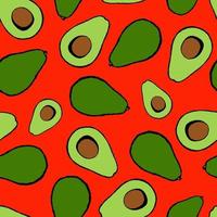 Seamless pattern with hand drawn fruits elements avocado. Vegetarian wallpaper. For design packaging, textile, background, design postcards and posters. vector