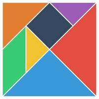 Tangram square brain game base pieces flat UI colors vector illustration