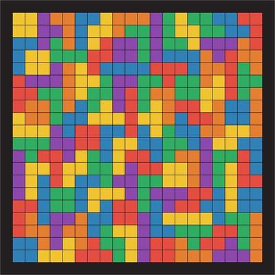 Seamless flat UI colors tetris pattern black lines isolated on black background vector illustration