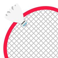 Raqueta de bádminton y volante estilo plano diseño ilustración vectorial composición icono signos aislados sobre fondo blanco. equipamientos del deporte juego de bádminton. vector