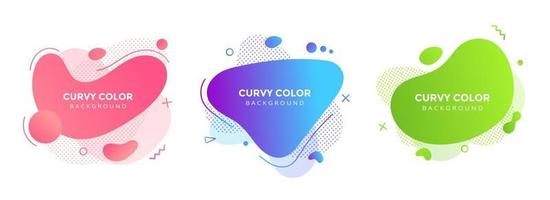 Modern liquid abstract element graphic gradient flat style design fluid vector colorful illustration set