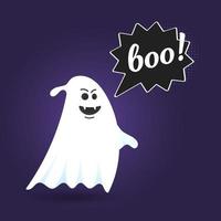 Flying halloween funny spooky ghost character say BOO vector