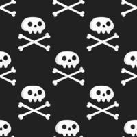 Seamless pattern with white skulls and crossing bones vector