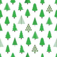 Ilustración de vector de patrón de diseño de estilo plano de abeto verde de árbol de Navidad. símbolo de la celebración navideña familiar aislada sobre fondo blanco. Envoltura, tela o textura de vacaciones de forma simple.