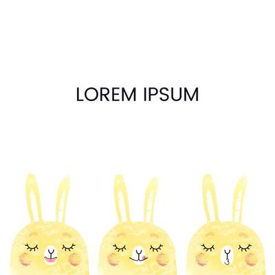 Vector card template with illustration of cute bunnies. Use it as invitation, greeting card, poster, banner, Social Media design post, flyer, cover, placard, brochure and other graphic design