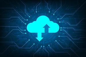 Cloud interface that shows data uploading to the internet. vector