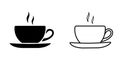 Icono de contorno y silueta de taza de café