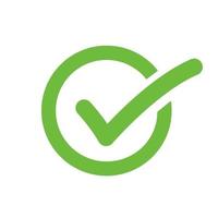 Green check mark icon in a circle vector