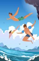 Swimming at the Beach during Summer vector