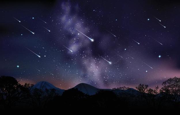 Meteor Shower in the Night Sky