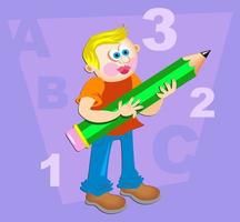 Cartoon Giant Pencil Boy vector