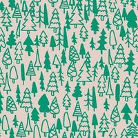 Seamless pattern hand drawn pine forest vector