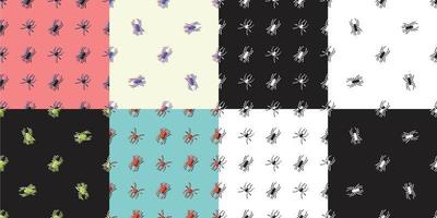 Seamless pattern set with spiders. Halloween background. vector