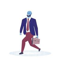 Office worker or businessman with briefcase walking to work. Office manager in a business suit with tie. Confident man. vector