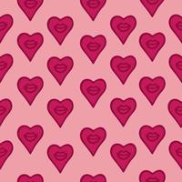 Seamless pattern hand drawn lips and hearts. vector