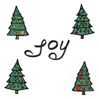 Cartoon fir-tree Christmas tree. Greeting card - joy. vector