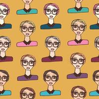 Seamless pattern with cartoon girls vector