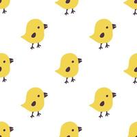 Seamless pattern with cartoon yellow chicks vector