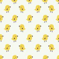 Seamless pattern with cartoon yellow chicks vector