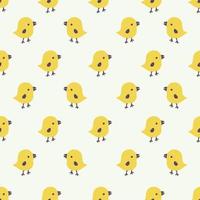 Seamless pattern with cartoon yellow chicks vector