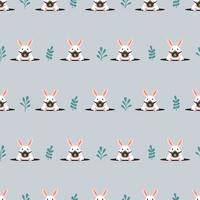 Seamless pattern with rabbits in respirators. Vector flat illustration.