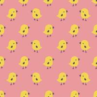 Seamless pattern with cartoon yellow chicks vector