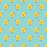 Seamless pattern with cartoon yellow chicks vector