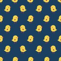 Seamless pattern with cartoon yellow chicks vector