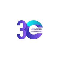 30 Years Anniversary Celebration, Purple and Blue Gradient Vector Template Design Illustration