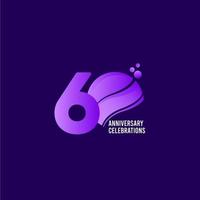 60 Years Anniversary Celebration, Purple Vector Template Design Illustration