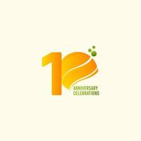 Celebración del aniversario de 10 años, ilustración de diseño de plantilla de vector naranja
