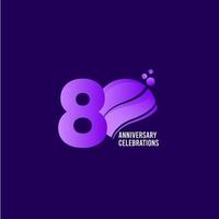 Celebración del aniversario de 80 años, ilustración de diseño de plantilla de vector púrpura