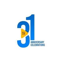 31 Years Anniversary Celebration, Blue Vector Template Design Illustration