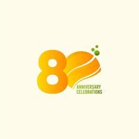 Celebración del aniversario de 80 años, ilustración de diseño de plantilla de vector naranja