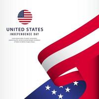 Plantilla de vector de día de la independencia de Estados Unidos. diseño para banner, publicidad, tarjetas de felicitación o impresión. diseño celebración de la felicidad.