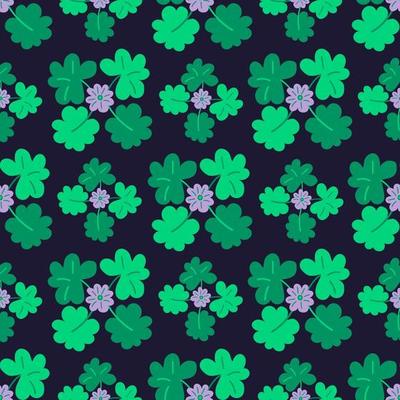 Blooming clover Seamless pattern with trefoil and four-leaf.