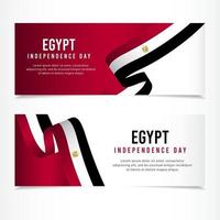 celebración del día de la independencia de egipto, ilustración de plantilla de vector de diseño de conjunto de banner