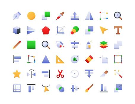 conjunto de iconos de degradado de interfaz de diseño vector