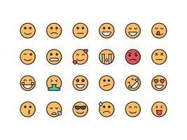 conjunto de iconos de color lineal de emoticonos y emoji vector