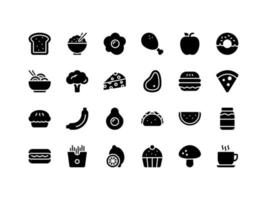 conjunto de iconos de glifo de alimentos y bebidas vector